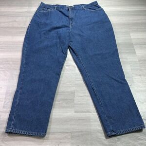 VTG L.L.Bean Double L Jeans Womens 22W Blue High Rise Flannel‎ Lined Straight
